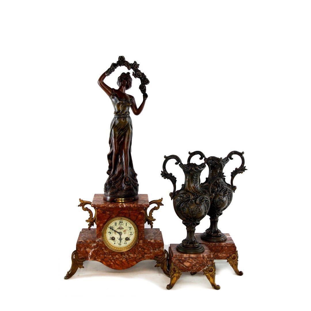 Antiqium Ürün  PRIMEVERE KADIN BRONZ HEYKELLİ SAAT TAKIMI