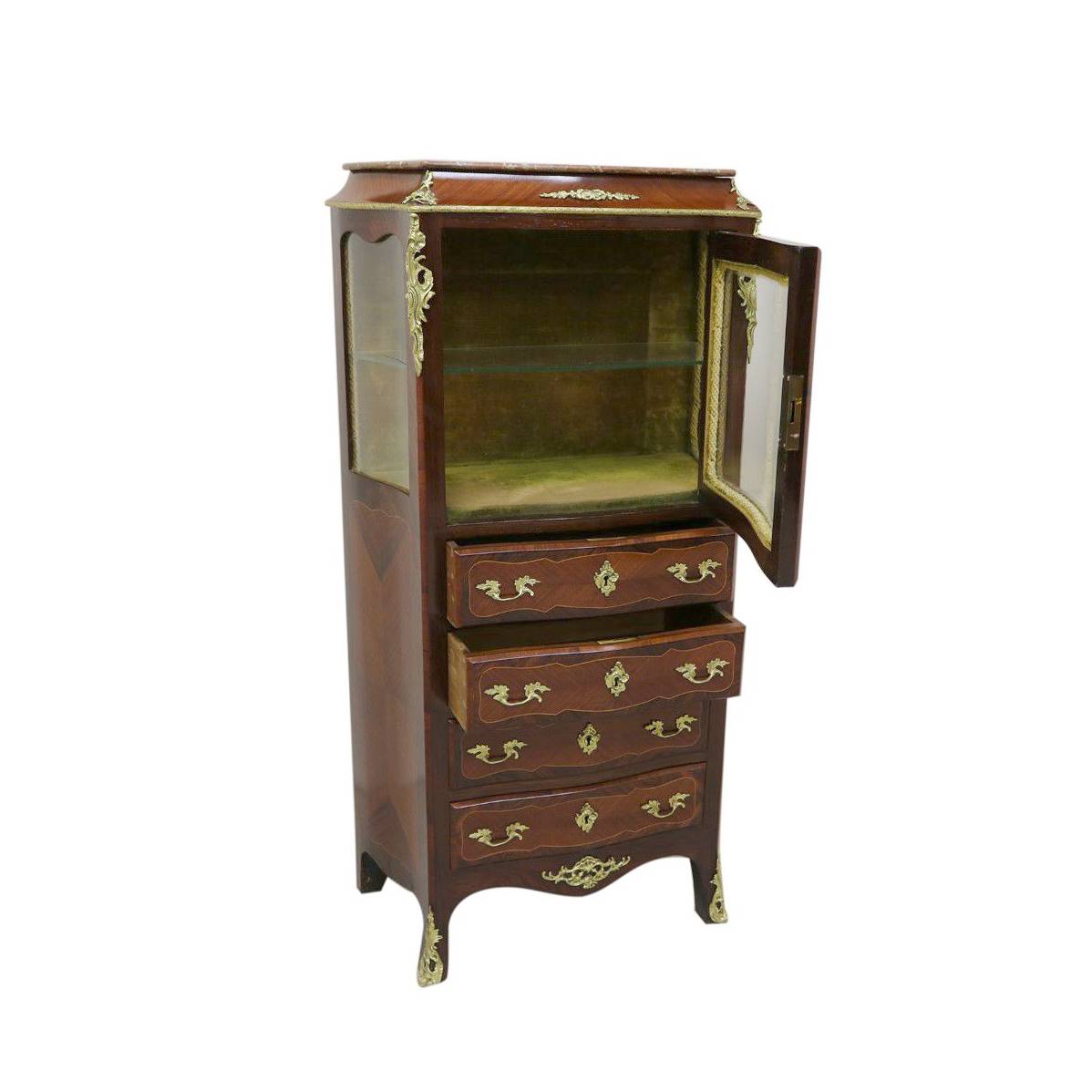 Antiqium Ürün  FRANSIZ CAM KAPAK DETAYLI MAUN ŞİFONYER