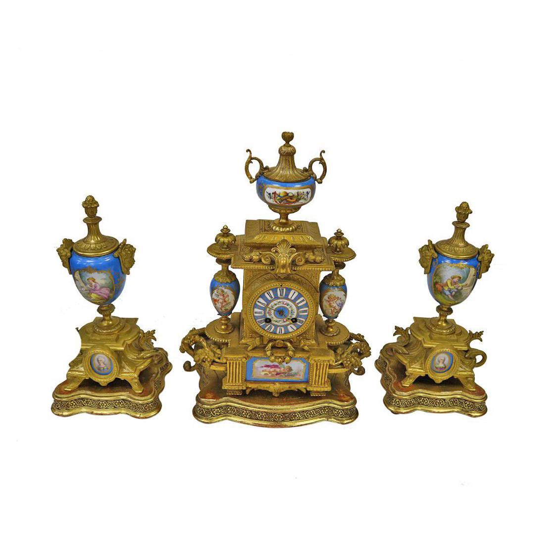 Antiqium Ürün  SEVRES BRONZ DÖKÜM SAAT TAKIMI