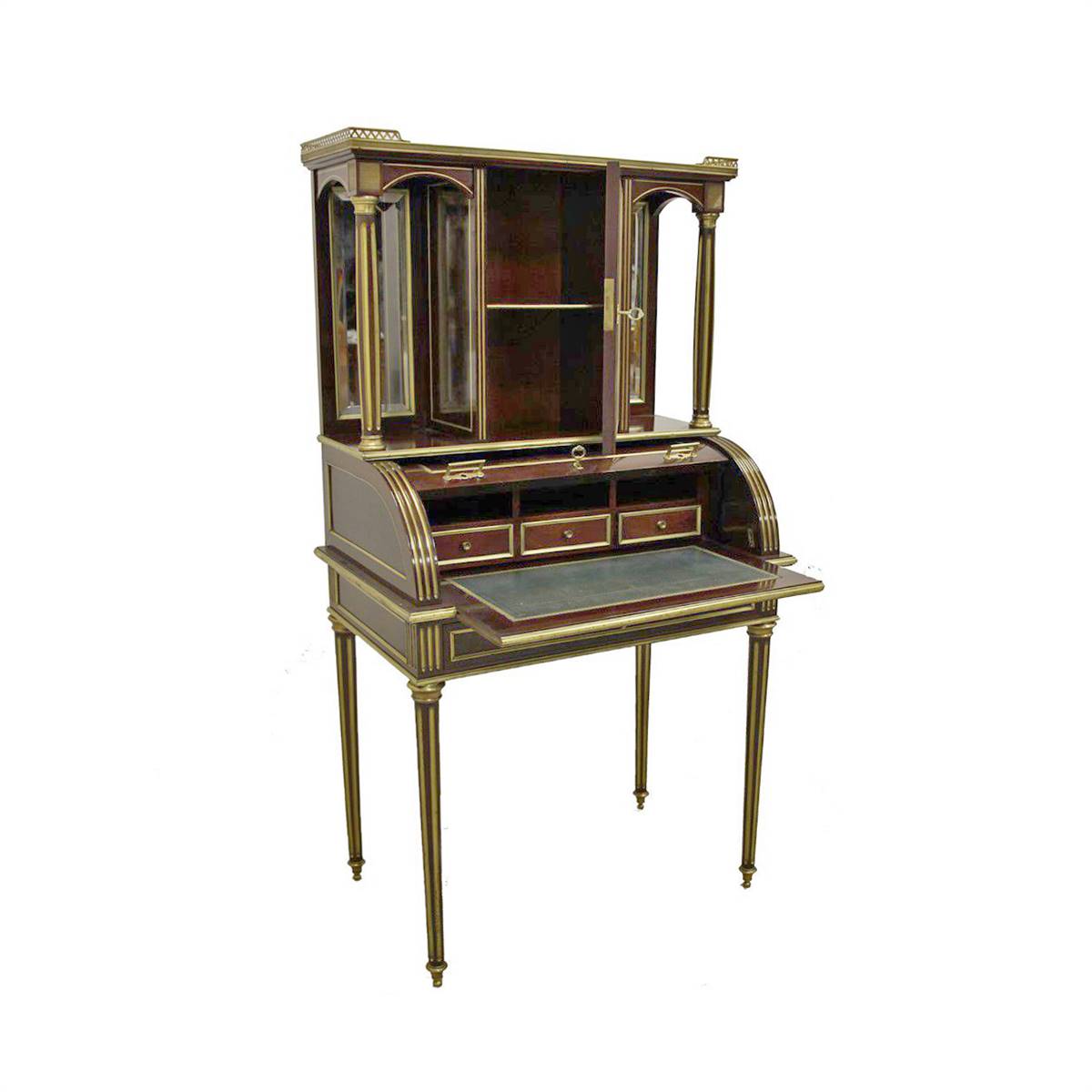 Antiqium Ürün  FRANSIZ, BRONZ DETAYLI DOLAPLI SEKRETERYA