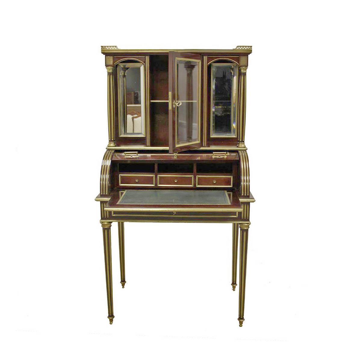 Antiqium Ürün  FRANSIZ, BRONZ DETAYLI DOLAPLI SEKRETERYA