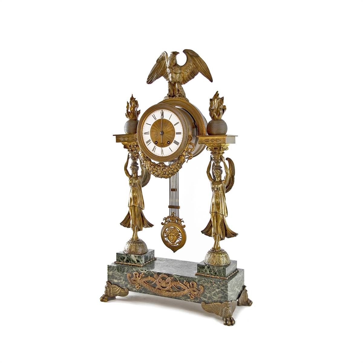 Antiqium Ürün  BRONZ KUŞ FİGÜRLÜ MERMER SAAT