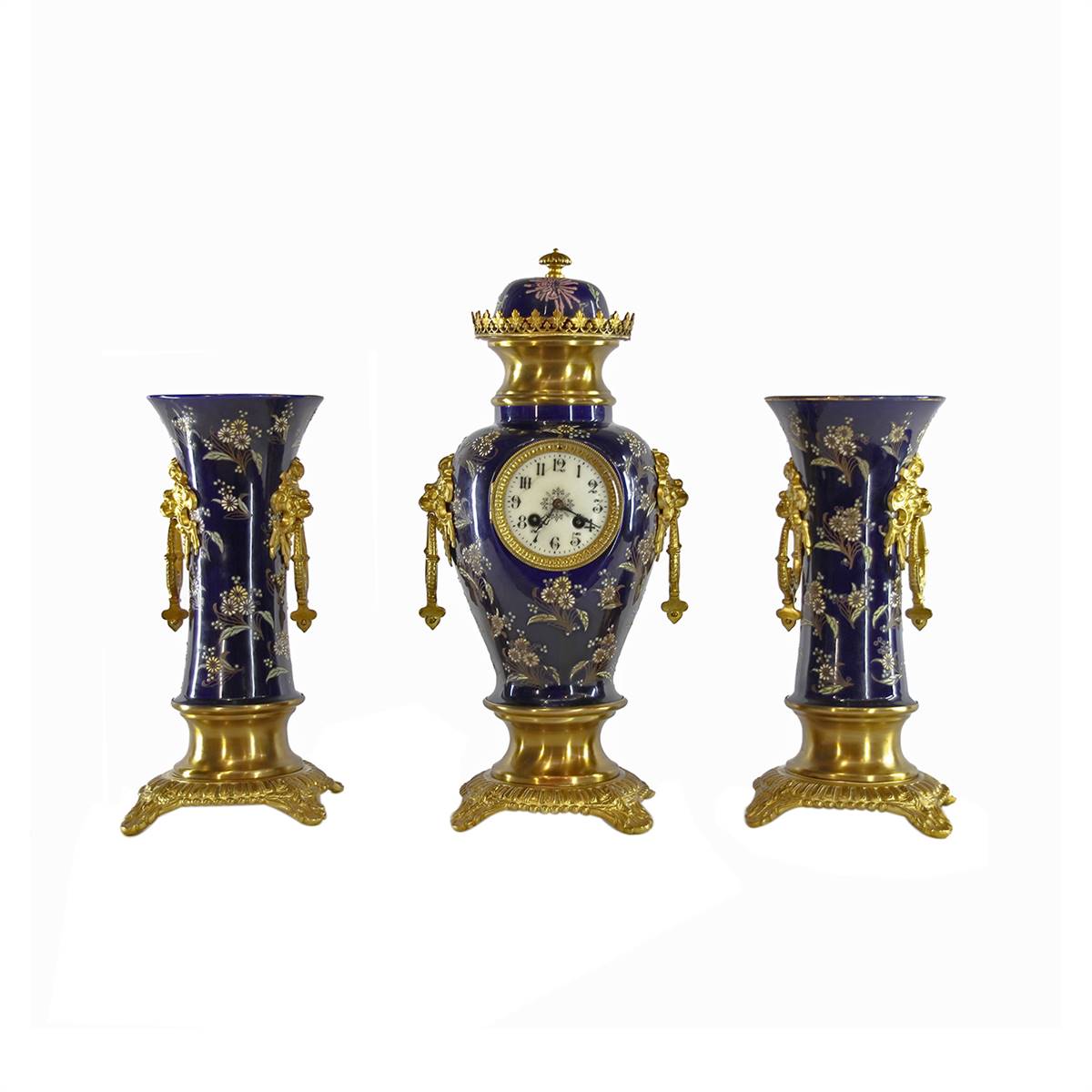 antiqium.com ürünler: SEVRES, BRONZ İŞLEMELİ PORSELEN SAAT TAKIMI