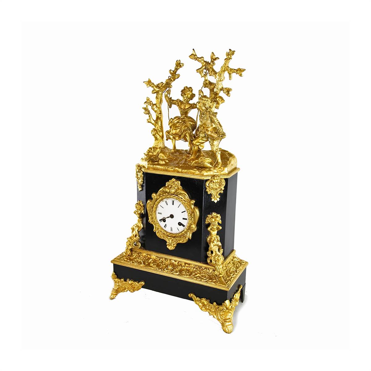 Antiqium Ürün  SİYAH MERMER ÜZERİ BRONZ İŞLEMELİ SAAT