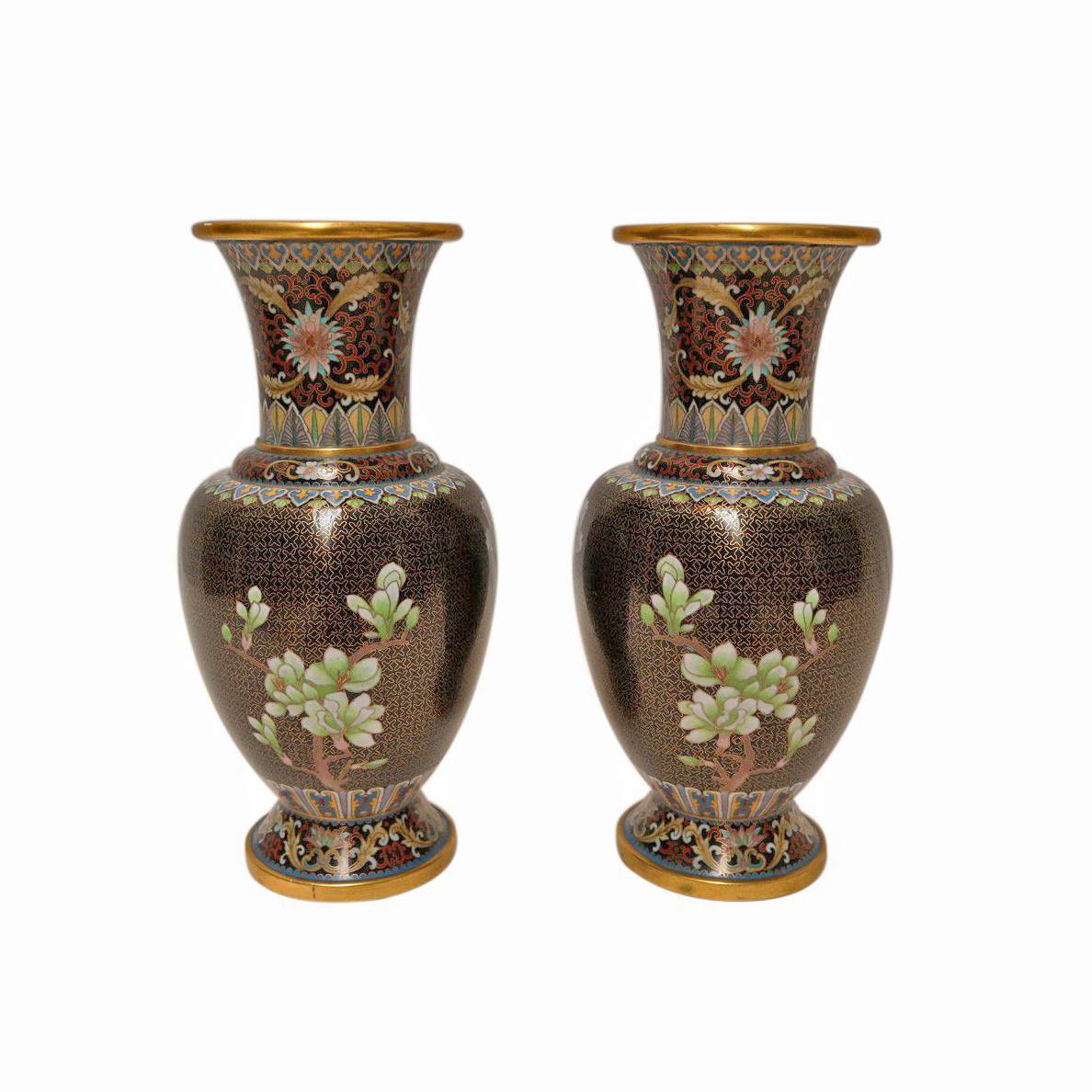 Antiqium Ürün  SERAMİK ÇİÇEK DESENLİ İKİZ VAZO