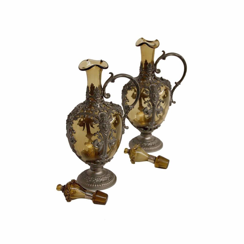 Antiqium Ürün  BRONZ DETAYLI İKİZ CAM KARAF