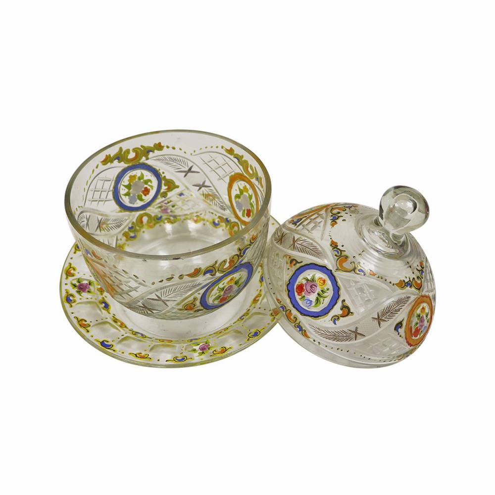 Antiqium Ürün  ÇİÇEK DESENLİ CAM KASE