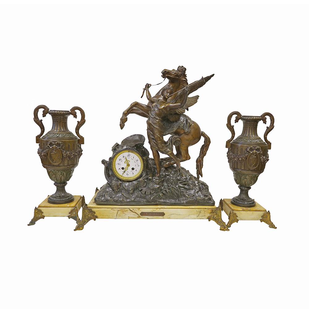 antiqium.com ürünler: LA RENOMMEE İMZALI BRONZ SAAT TAKIMI