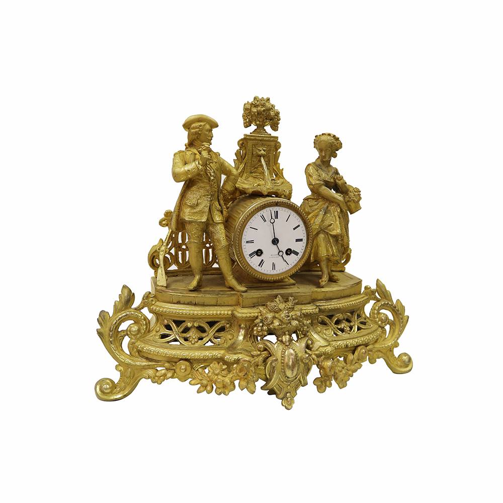 Antiqium Ürün  BRONZ KADIN - ERKEK FİGÜRLÜ MASA SAATİ