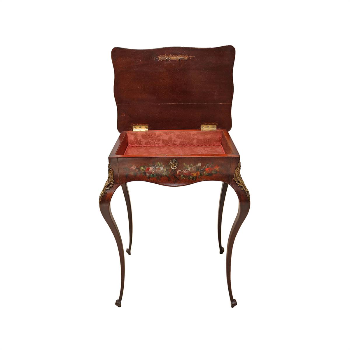 Antiqium Ürün  KAPAKLI, RESİMLİ AHŞAP SEHPA